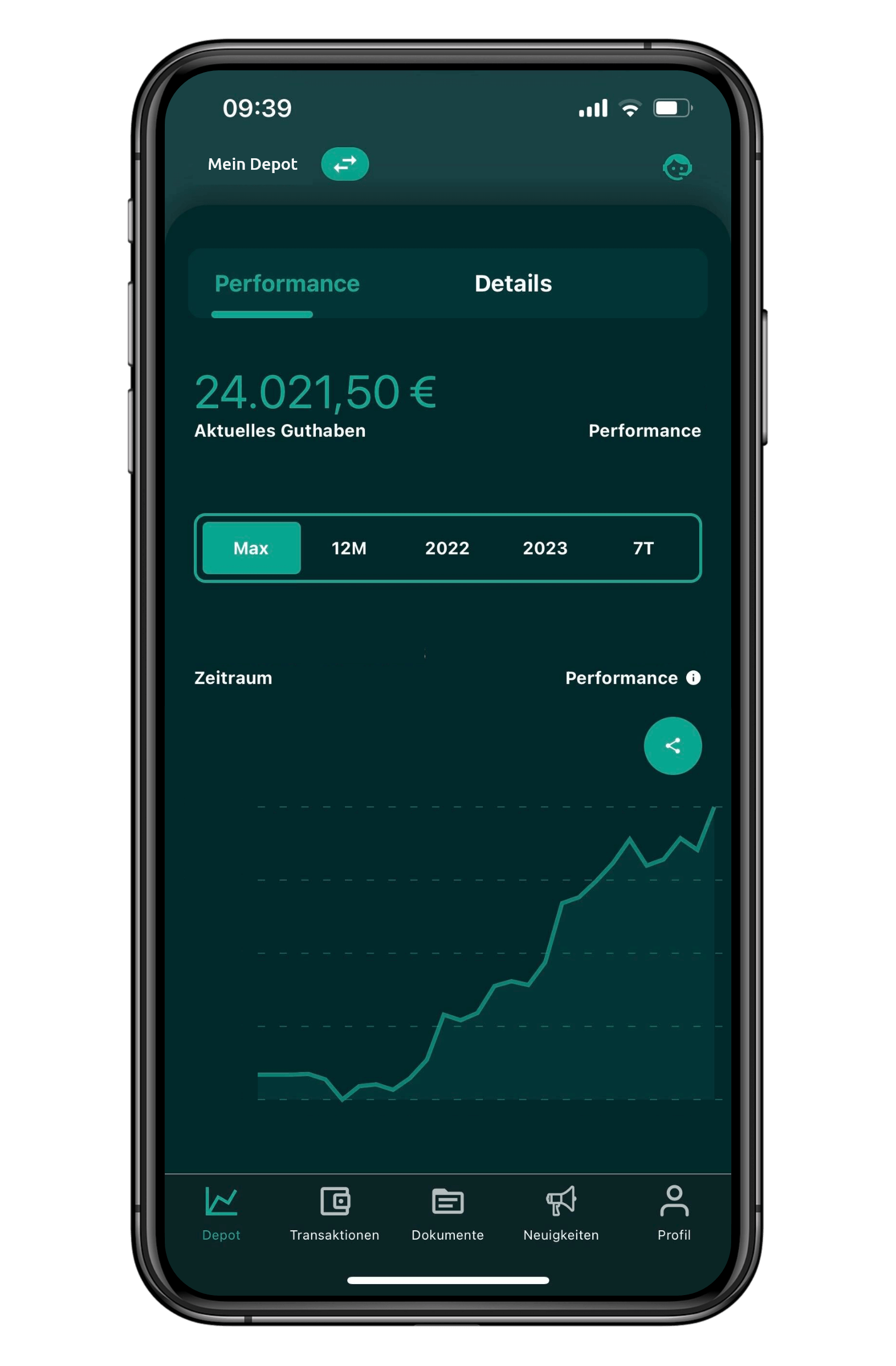 Ein Smartphone auf dem die Smavesto-App läuft